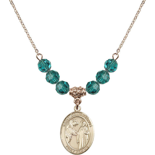 14kt Gold Filled Saint Columbanus Birthstone Necklace with Zircon Beads - 8321