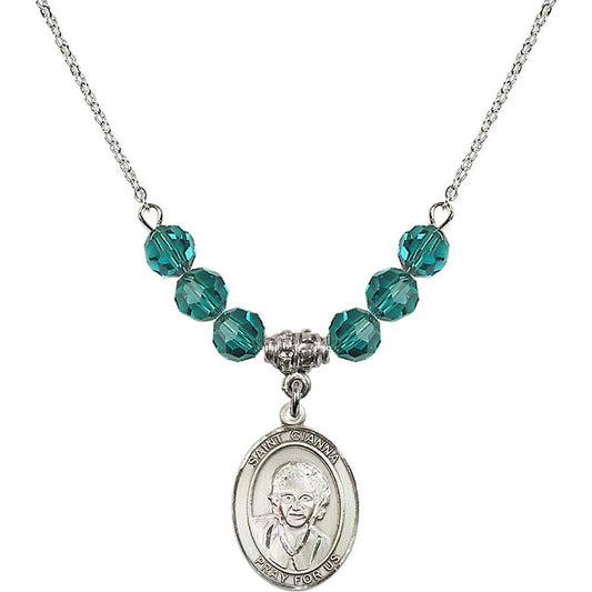 Sterling Silver Saint Gianna Beretta Molla Birthstone Necklace with Zircon Beads - 8322