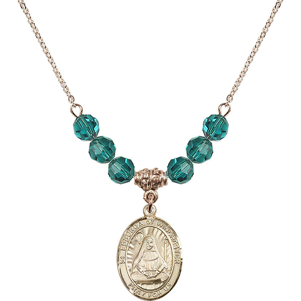 14kt Gold Filled Saint Edburga of Winchester Birthstone Necklace with Zircon Beads - 8324
