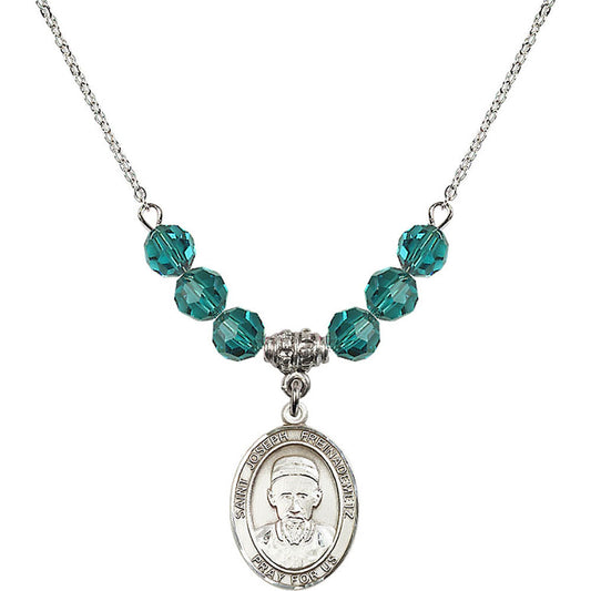 Sterling Silver Saint Joseph Freinademetz Birthstone Necklace with Zircon Beads - 8329