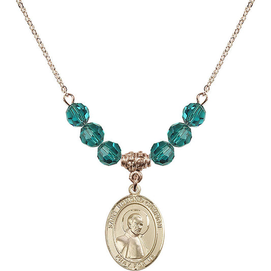 14kt Gold Filled Saint Edmund Campion Birthstone Necklace with Zircon Beads - 8333