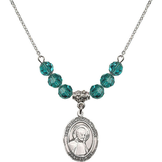 Sterling Silver Saint Edmund Campion Birthstone Necklace with Zircon Beads - 8333