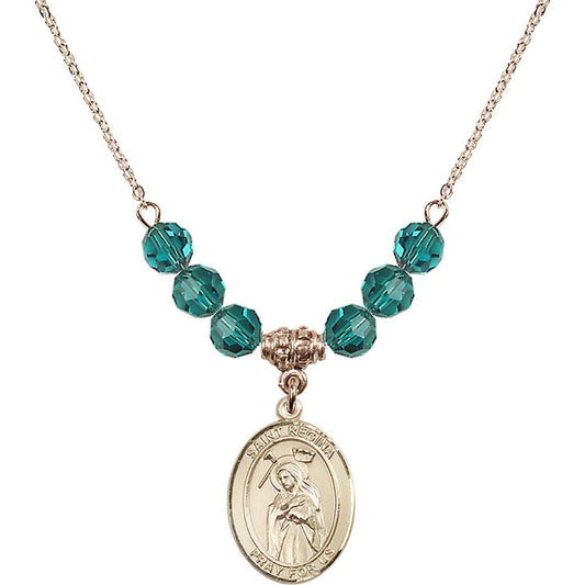 14kt Gold Filled Saint Regina Birthstone Necklace with Zircon Beads - 8335