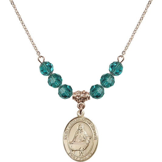 14kt Gold Filled Saint Catherine of Sweden Birthstone Necklace with Zircon Beads - 8336