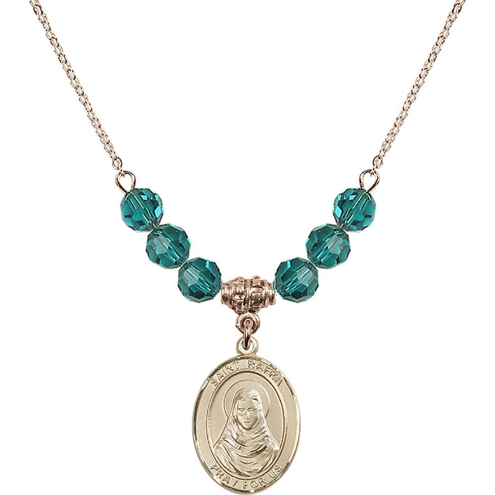 14kt Gold Filled Saint Rafka Birthstone Necklace with Zircon Beads - 8338