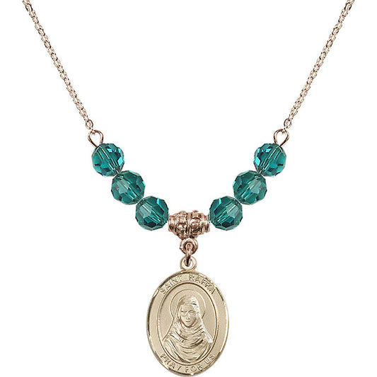 14kt Gold Filled Saint Rafka Birthstone Necklace with Zircon Beads - 8338