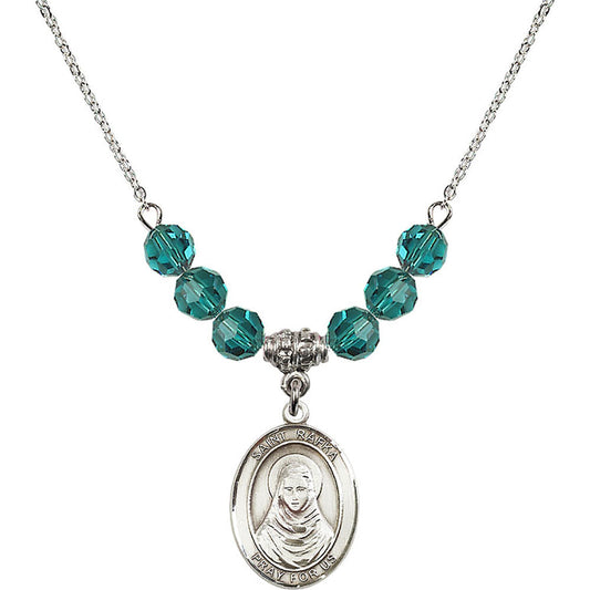 Sterling Silver Saint Rafka Birthstone Necklace with Zircon Beads - 8338