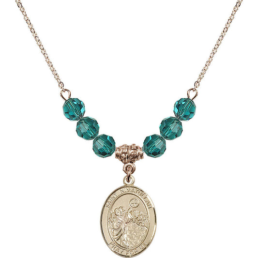 14kt Gold Filled Saint Nimatullah Birthstone Necklace with Zircon Beads - 8339