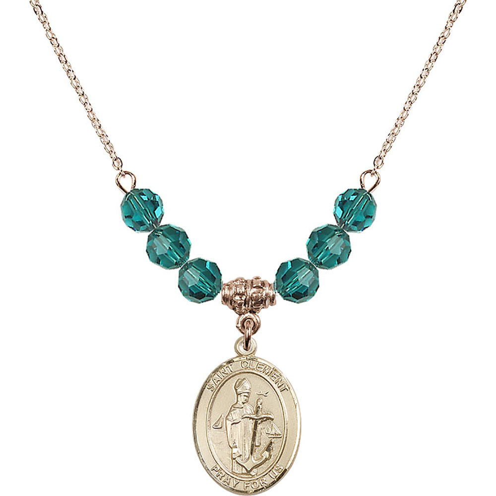 14kt Gold Filled Saint Clement Birthstone Necklace with Zircon Beads - 8340