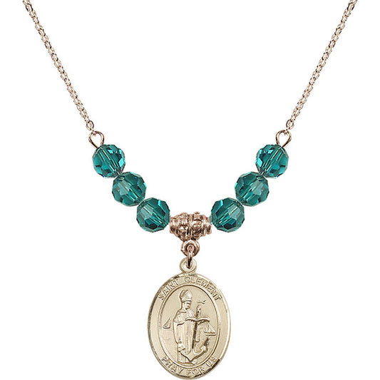 14kt Gold Filled Saint Clement Birthstone Necklace with Zircon Beads - 8340