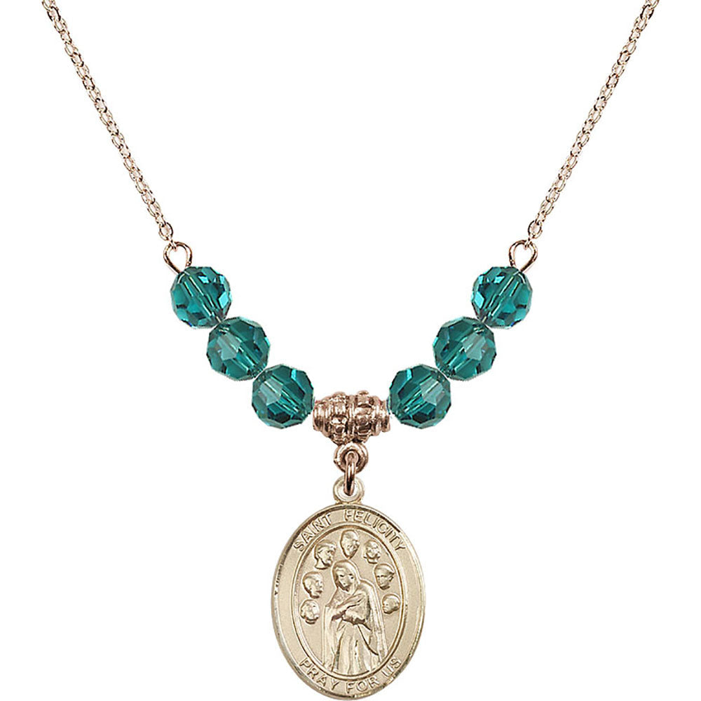 14kt Gold Filled Saint Felicity Birthstone Necklace with Zircon Beads - 8341