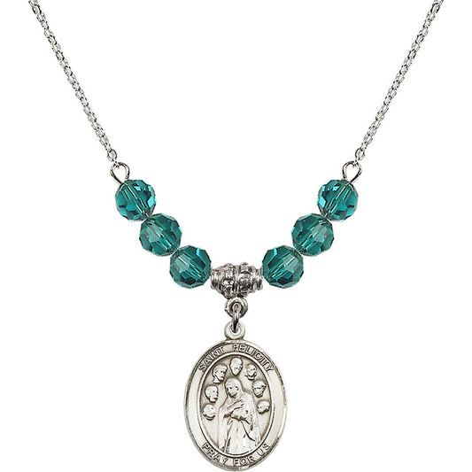Sterling Silver Saint Felicity Birthstone Necklace with Zircon Beads - 8341