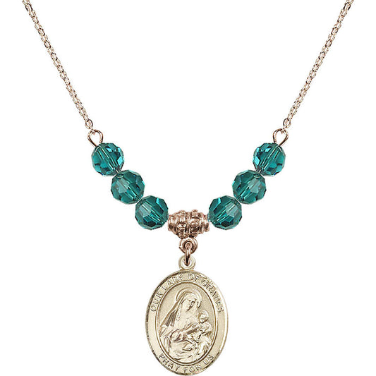 14kt Gold Filled Our Lady of Grapes Birthstone Necklace with Zircon Beads - 8347