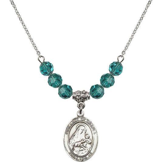 Sterling Silver Our Lady of Grapes Birthstone Necklace with Zircon Beads - 8347