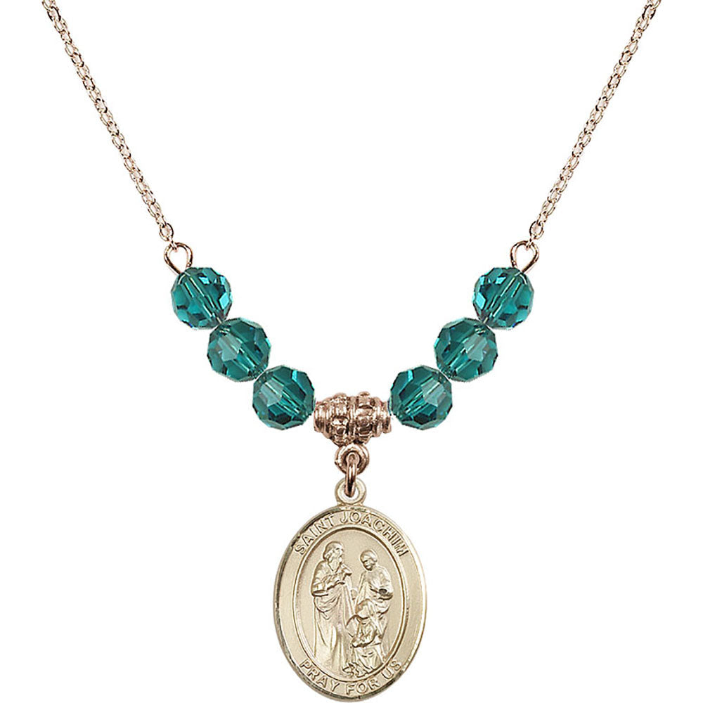 14kt Gold Filled Saint Joachim Birthstone Necklace with Zircon Beads - 8348