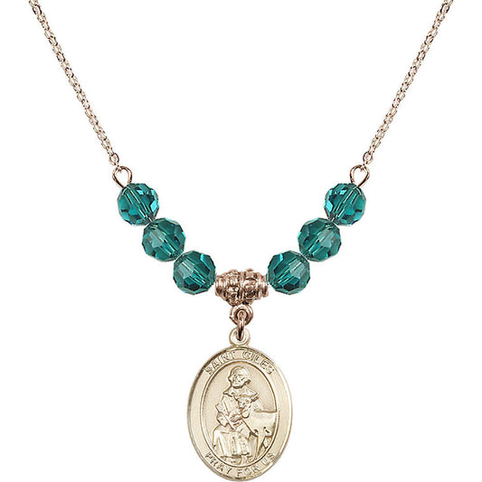 14kt Gold Filled Saint Giles Birthstone Necklace with Zircon Beads - 8349