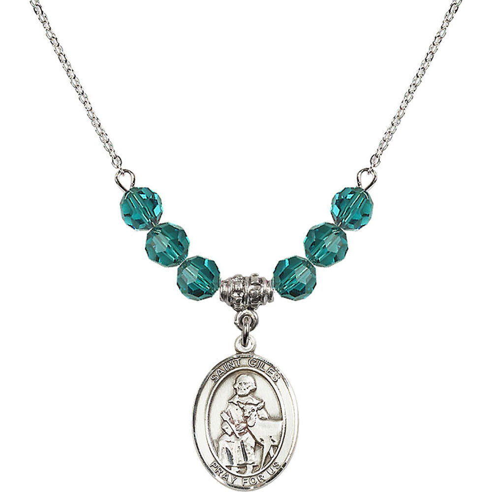 Sterling Silver Saint Giles Birthstone Necklace with Zircon Beads - 8349
