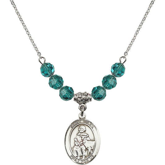 Sterling Silver Saint Giles Birthstone Necklace with Zircon Beads - 8349