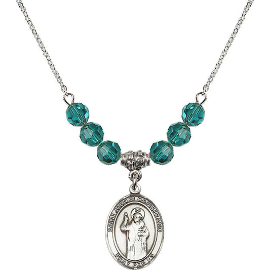 Sterling Silver Saint John of Capistrano Birthstone Necklace with Zircon Beads - 8350