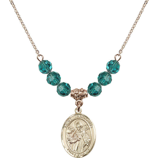 14kt Gold Filled Saint Januarius Birthstone Necklace with Zircon Beads - 8351