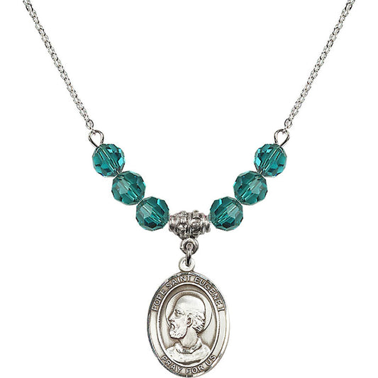 Sterling Silver Pope Saint Eugene I Birthstone Necklace with Zircon Beads - 8352