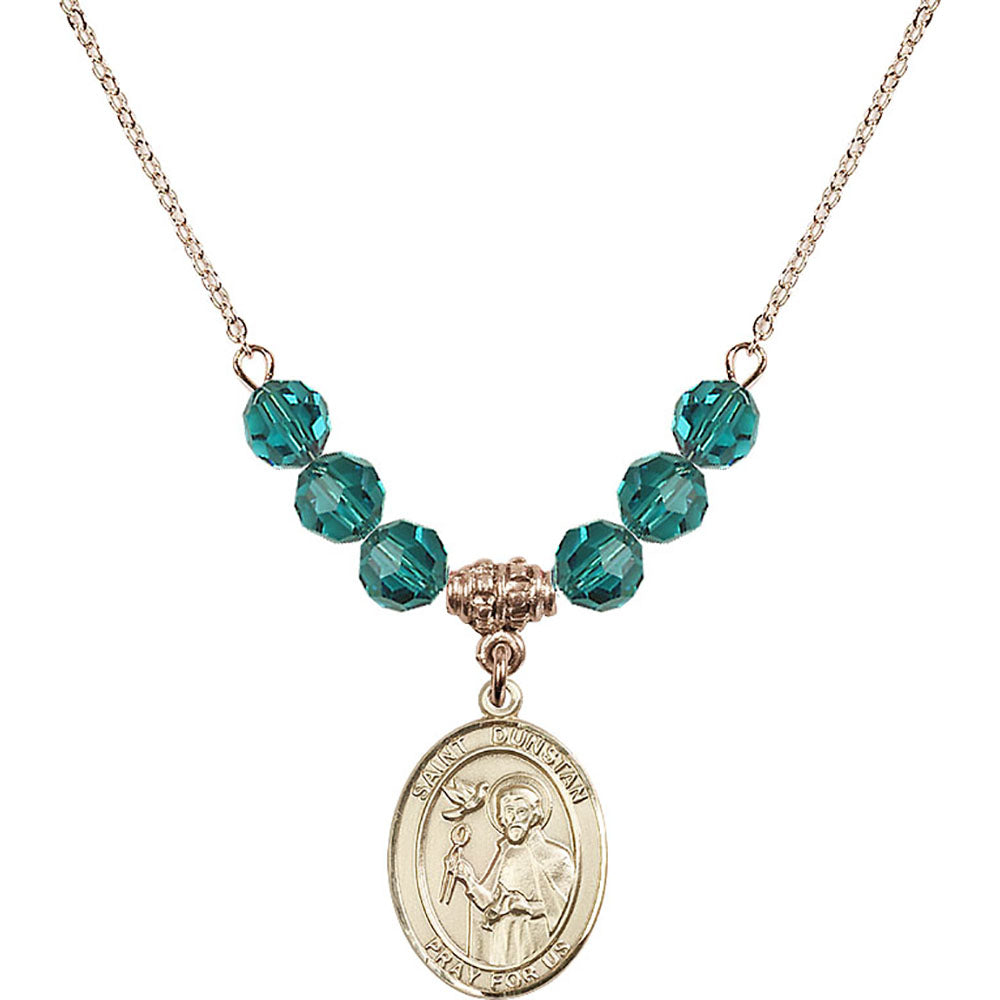14kt Gold Filled Saint Dunstan Birthstone Necklace with Zircon Beads - 8355