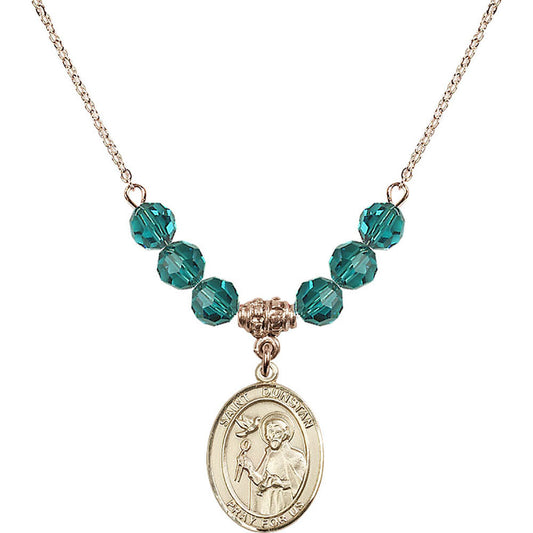 14kt Gold Filled Saint Dunstan Birthstone Necklace with Zircon Beads - 8355