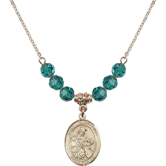 14kt Gold Filled Saint Eustachius Birthstone Necklace with Zircon Beads - 8356