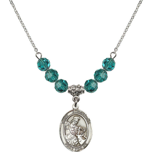 Sterling Silver Saint Eustachius Birthstone Necklace with Zircon Beads - 8356