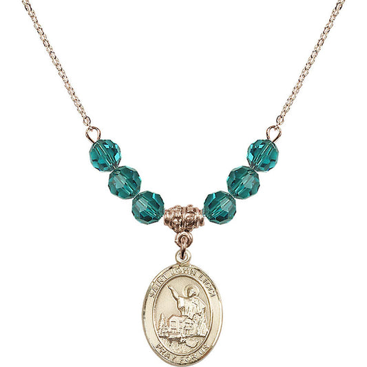 14kt Gold Filled Saint John Licci Birthstone Necklace with Zircon Beads - 8358