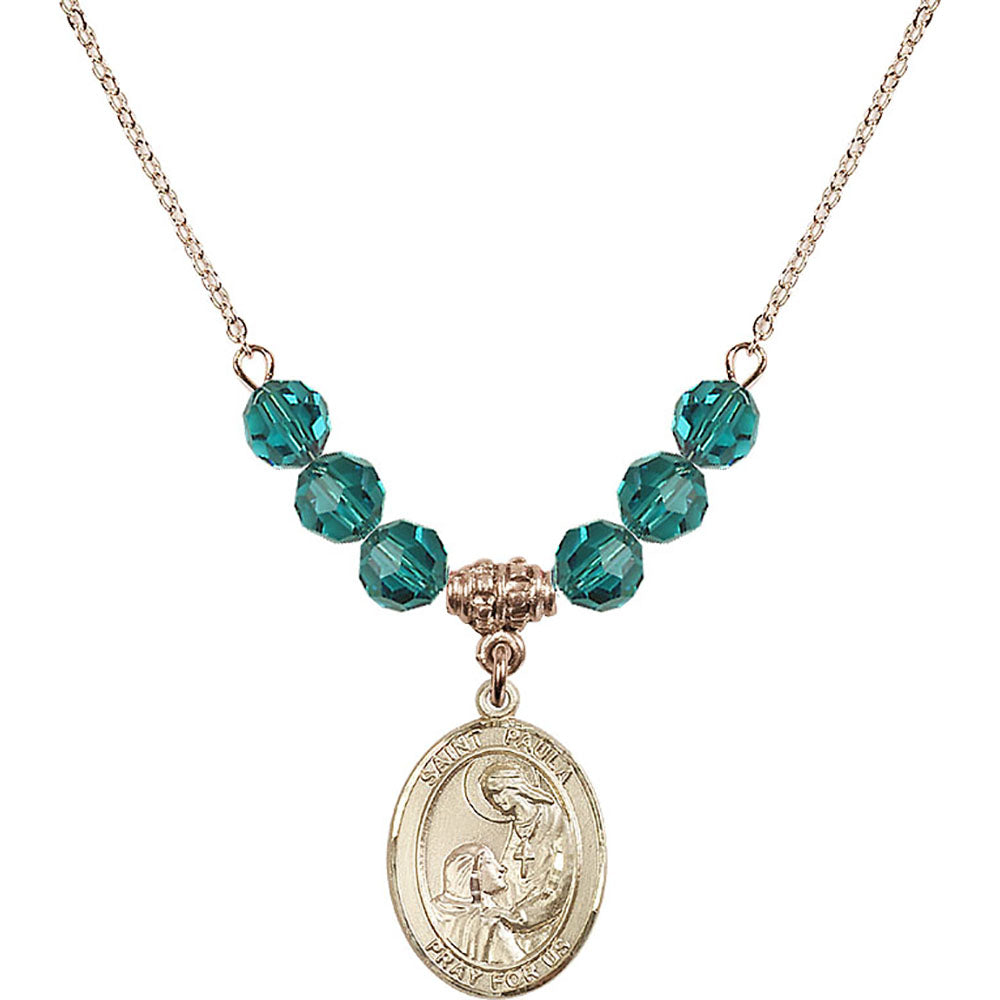 14kt Gold Filled Saint Paula Birthstone Necklace with Zircon Beads - 8359