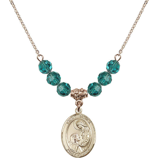 14kt Gold Filled Saint Paula Birthstone Necklace with Zircon Beads - 8359