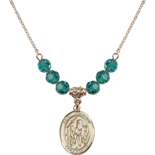 14kt Gold Filled Saint Polycarp of Smyrna Birthstone Necklace with Zircon Beads - 8363