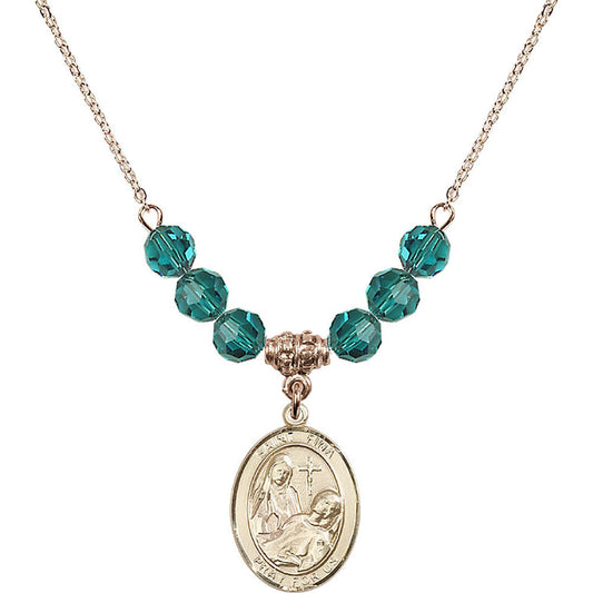 14kt Gold Filled Saint Fina Birthstone Necklace with Zircon Beads - 8364