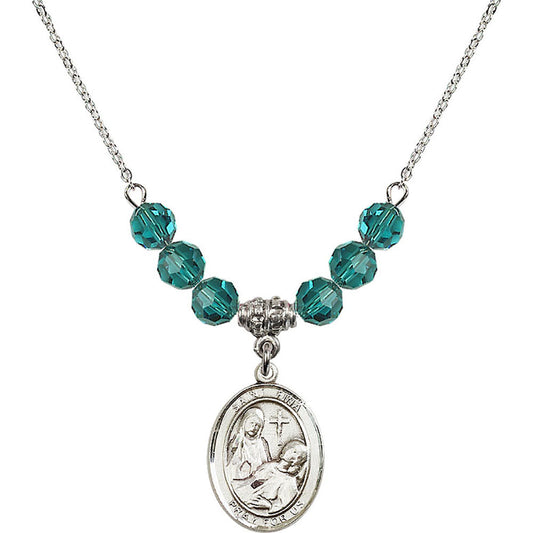 Sterling Silver Saint Fina Birthstone Necklace with Zircon Beads - 8364
