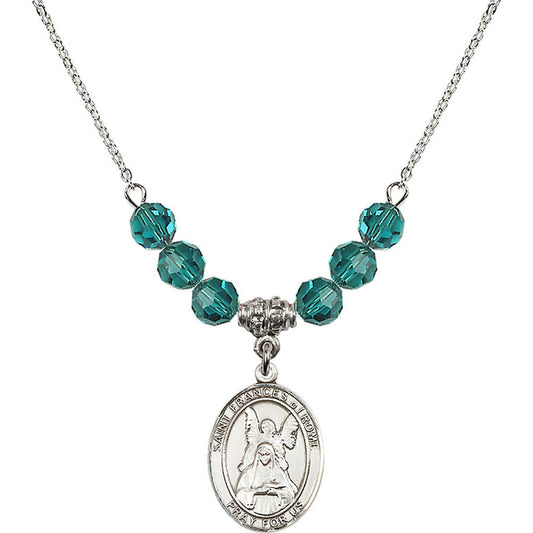 Sterling Silver Saint Frances of Rome Birthstone Necklace with Zircon Beads - 8365