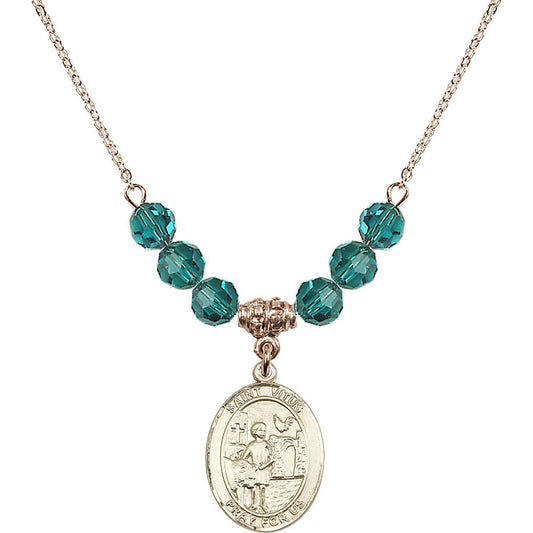 14kt Gold Filled Saint Vitus Birthstone Necklace with Zircon Beads - 8368