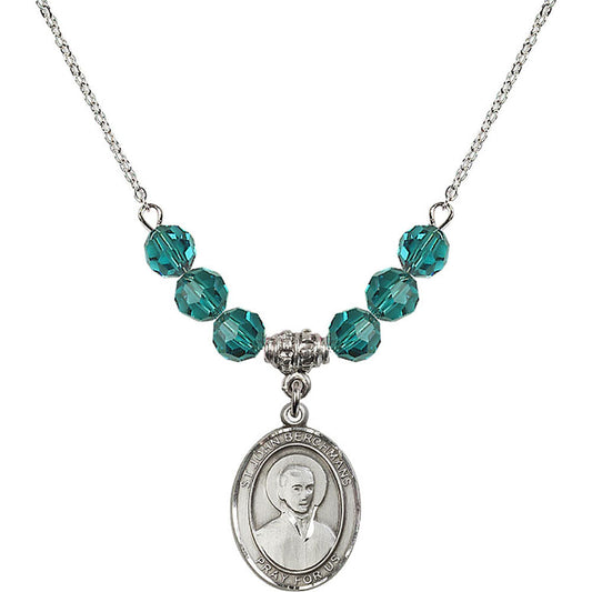 Sterling Silver Saint John Berchmans Birthstone Necklace with Zircon Beads - 8370