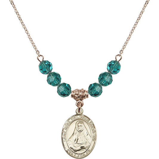 14kt Gold Filled Saint Rose Philippine Duchesne Birthstone Necklace with Zircon Beads - 8371