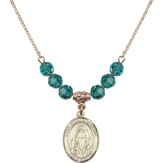 14kt Gold Filled Saint Juliana of Cumae Birthstone Necklace with Zircon Beads - 8372
