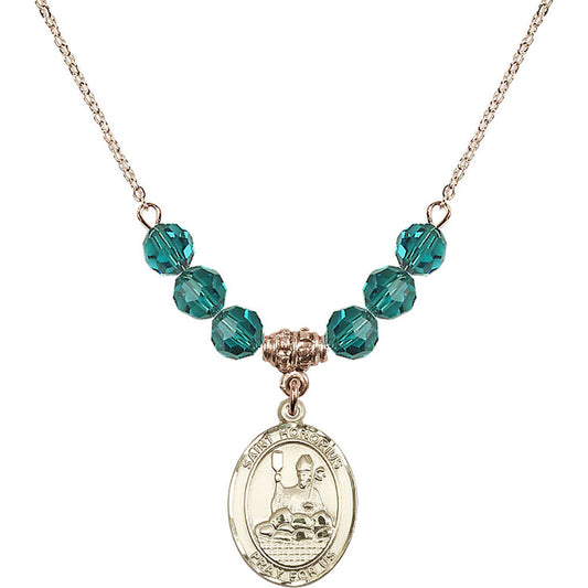 14kt Gold Filled Saint Honorius of Amiens Birthstone Necklace with Zircon Beads - 8376