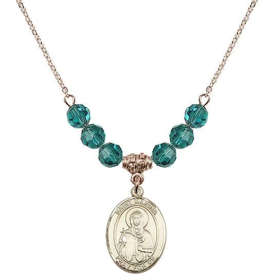 14kt Gold Filled Saint Marina Birthstone Necklace with Zircon Beads - 8379