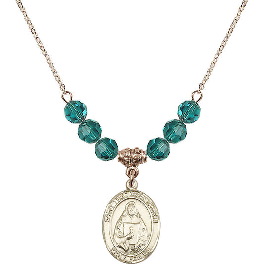 14kt Gold Filled Saint Theodora Birthstone Necklace with Zircon Beads - 8382