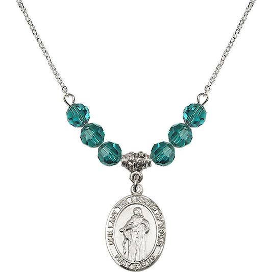 Sterling Silver Our Lady the Undoer of Knots Birthstone Necklace with Zircon Beads - 8383