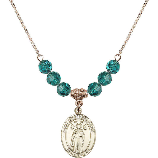 14kt Gold Filled Saint Ivo of Kelmartin Birthstone Necklace with Zircon Beads - 8384