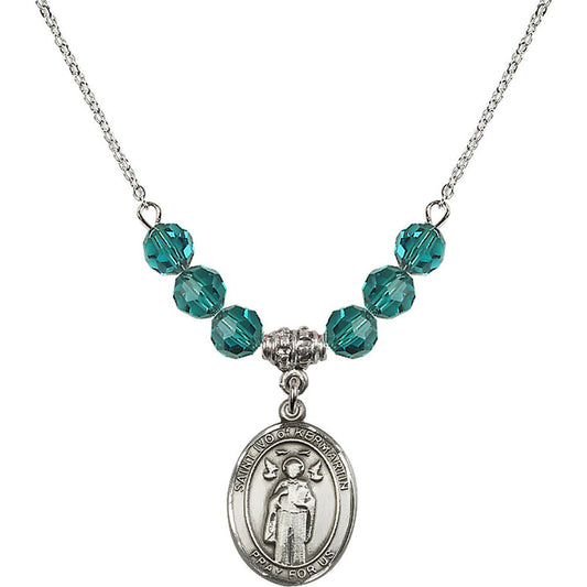 Sterling Silver Saint Ivo of Kelmartin Birthstone Necklace with Zircon Beads - 8384