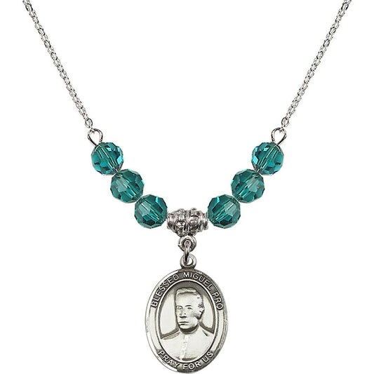 Sterling Silver Blessed Miguel Pro Birthstone Necklace with Zircon Beads - 8389