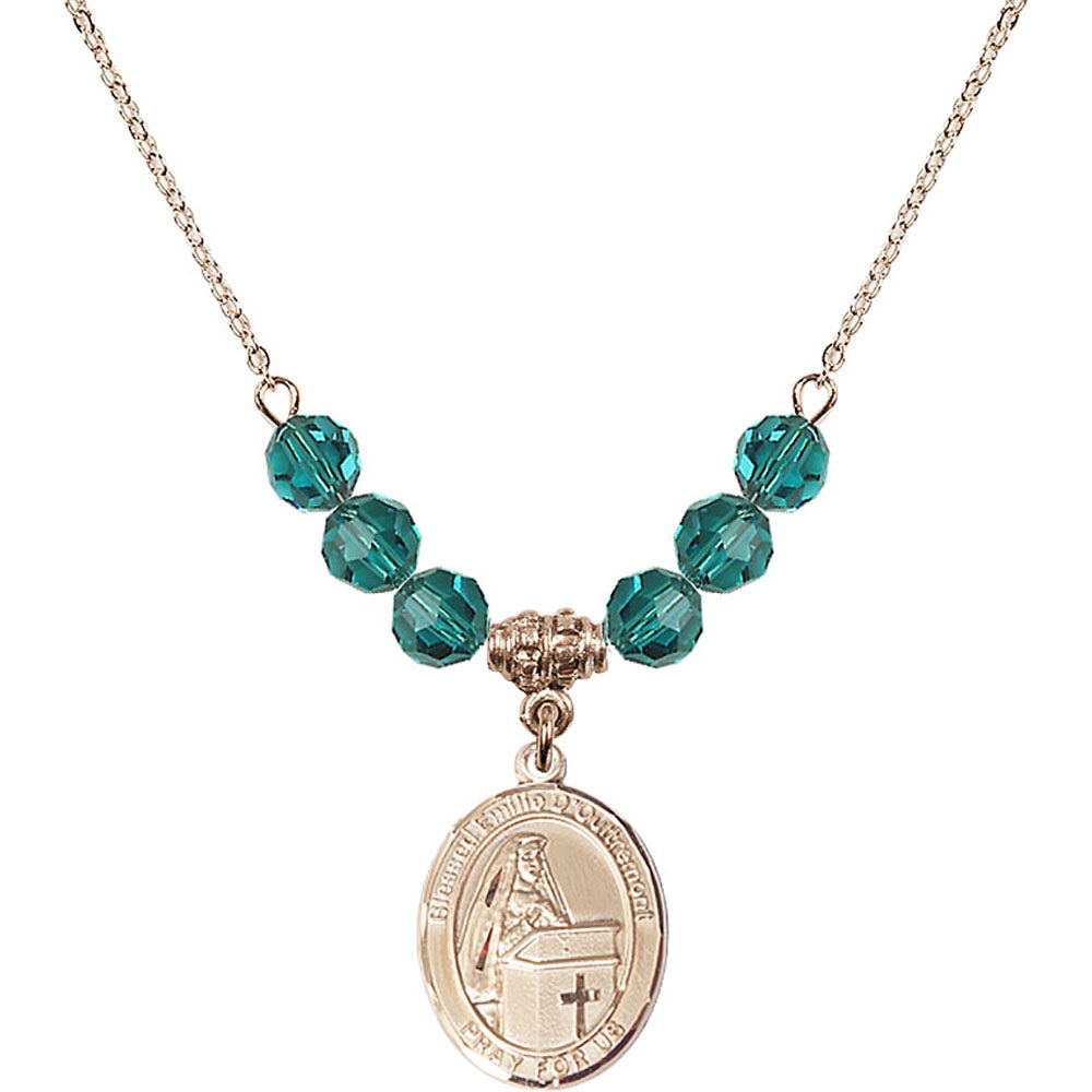 14kt Gold Filled Blessed Emilee Doultremont Birthstone Necklace with Zircon Beads - 8390