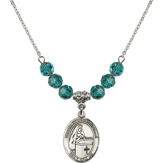 Sterling Silver Blessed Emilee Doultremont Birthstone Necklace with Zircon Beads - 8390