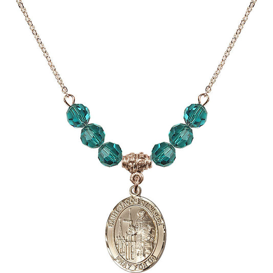 14kt Gold Filled Saint Jacob of Nisibis Birthstone Necklace with Zircon Beads - 8392